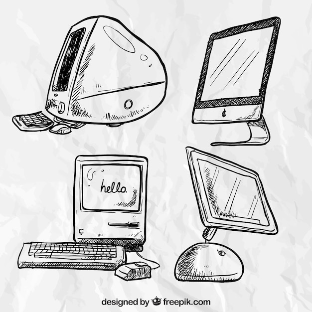 Free vector hand drawn computers
