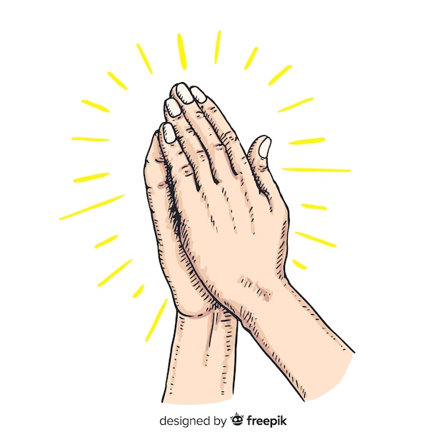 Бесплатное векторное изображение Рисованная концепция молитвенных рук