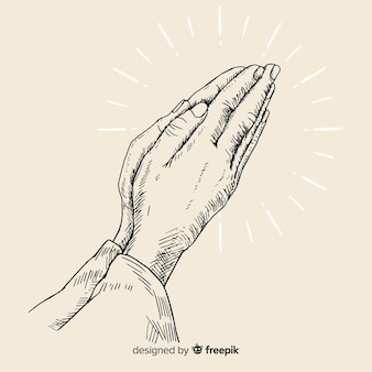 Hand drawn concept of praying hands