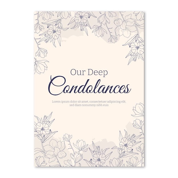 Free vector hand drawn condolence card template