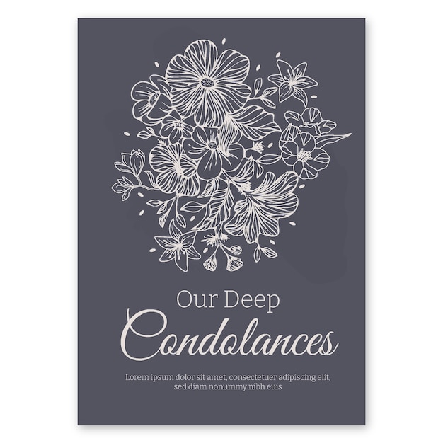 Hand drawn condolence card template