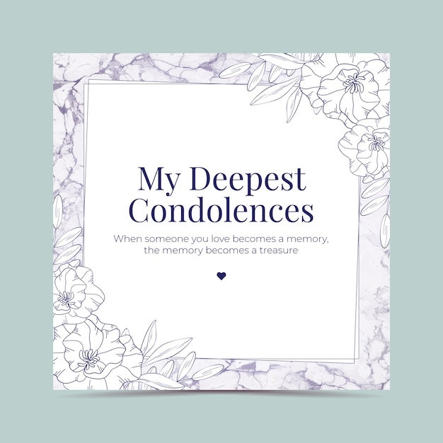 Hand drawn condolence card template