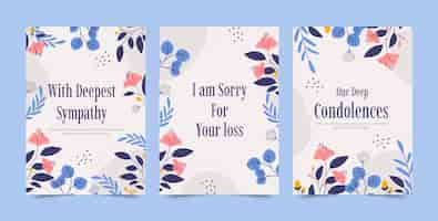 Free vector hand drawn condolence cards bundle