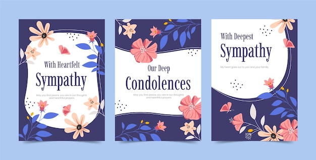 Free vector hand drawn condolence cards bundle