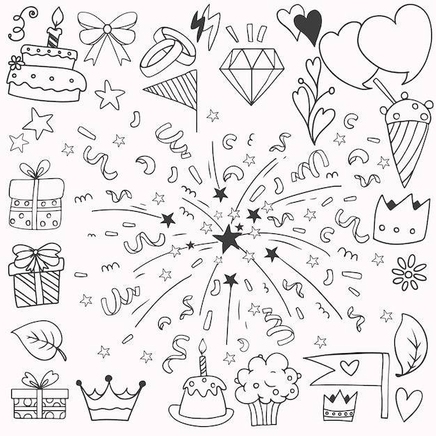 Free vector hand drawn confetti drawing illustration