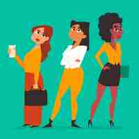 Free vector hand drawn confident female entrepreneurs illustration