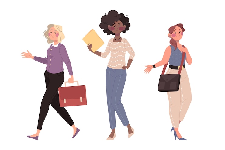 Free Vector hand drawn confident female entrepreneurs set