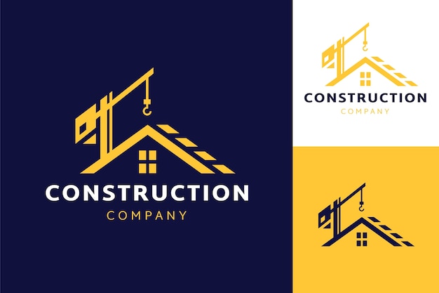 Hand drawn construction company logo template