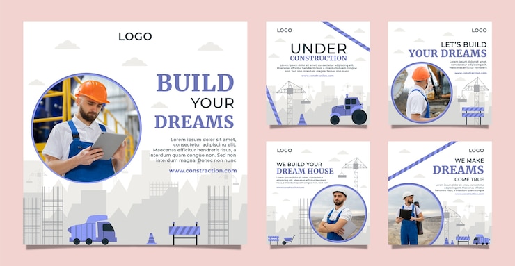 Free Vector hand drawn construction instagram post
