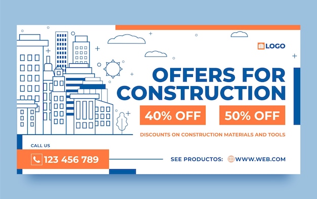 Free vector hand drawn construction project facebook template