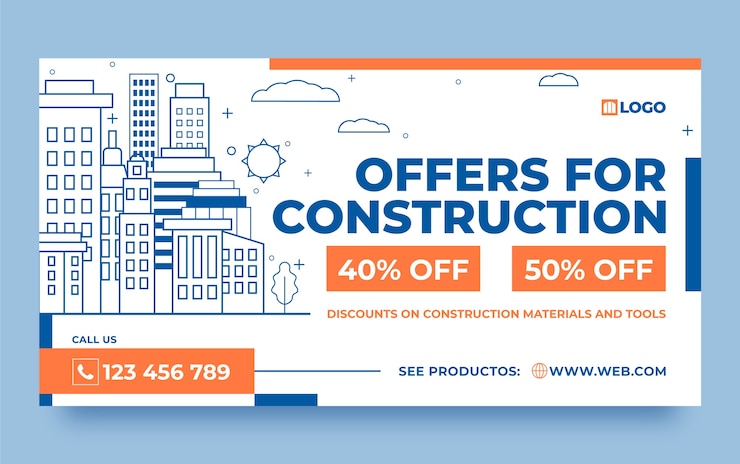 Free Vector hand drawn construction project facebook template