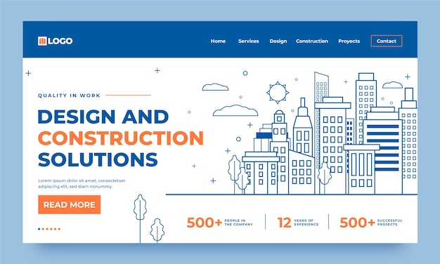 Free vector hand drawn construction project landing page