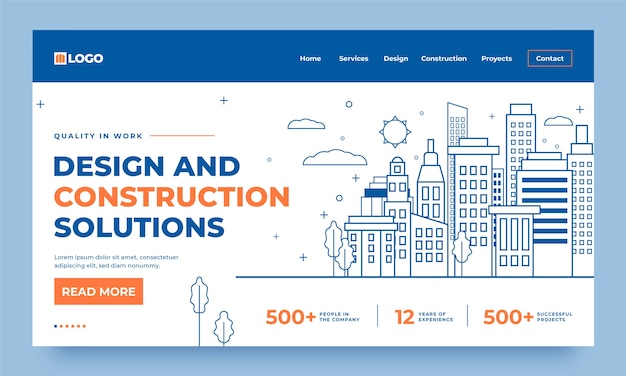 Hand drawn construction project landing page