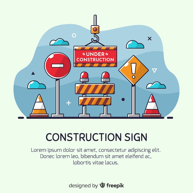 Free vector hand drawn under construction sign background