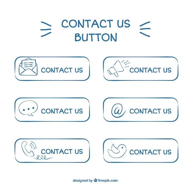 Free vector hand-drawn contact button pack