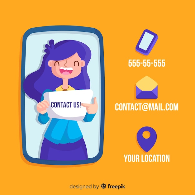 Free vector hand drawn contact information background template