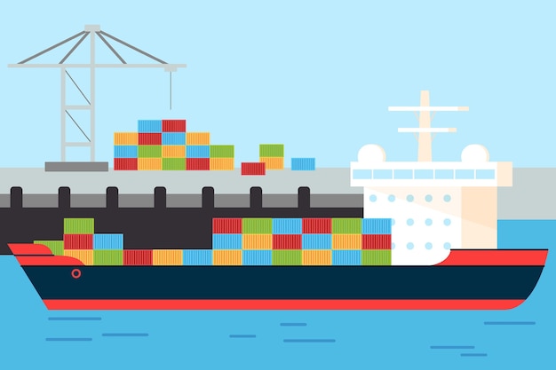 Free vector hand drawn container ship