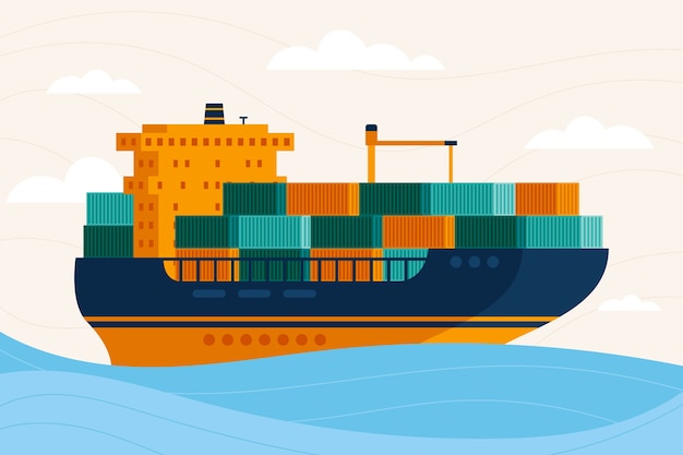 Free vector hand drawn container ship