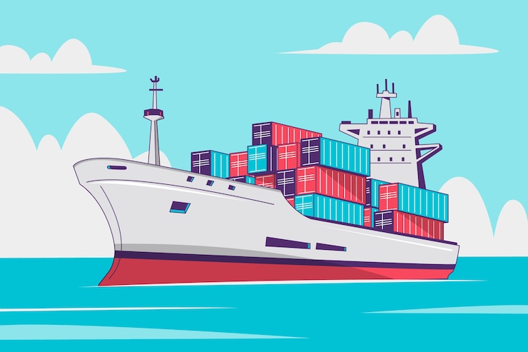 Free Vector hand drawn container ship