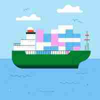 Free vector hand drawn container ship