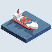 Free vector hand drawn container ship