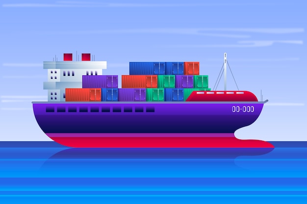 Free vector hand drawn container ship