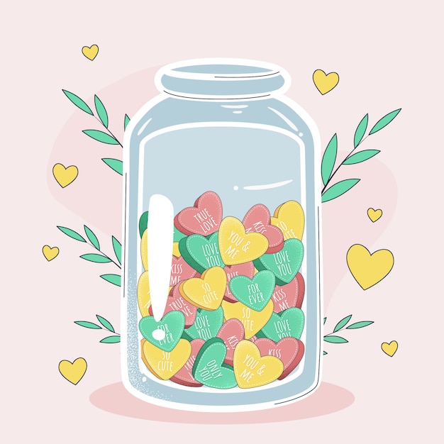 Free vector hand drawn conversation hearts illustrated