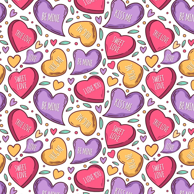 Free vector hand drawn conversation hearts illustration pattern