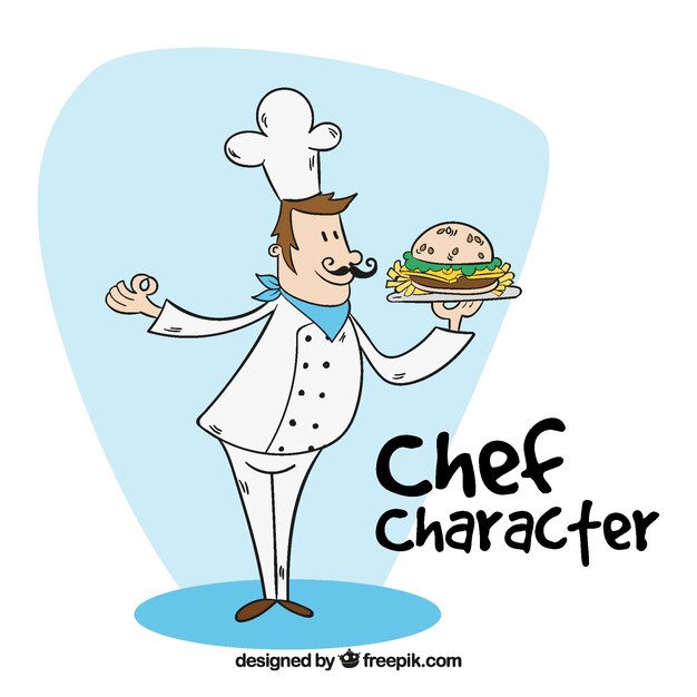 おいしいハンバーガーを握って手描きの料理