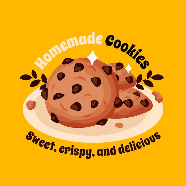 Hand drawn cookies logo template