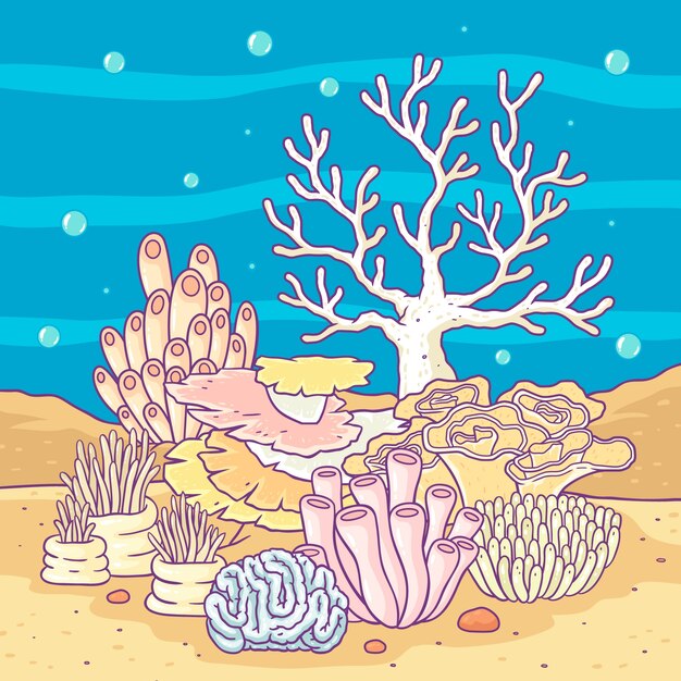 Free vector hand drawn coral bleaching illustration