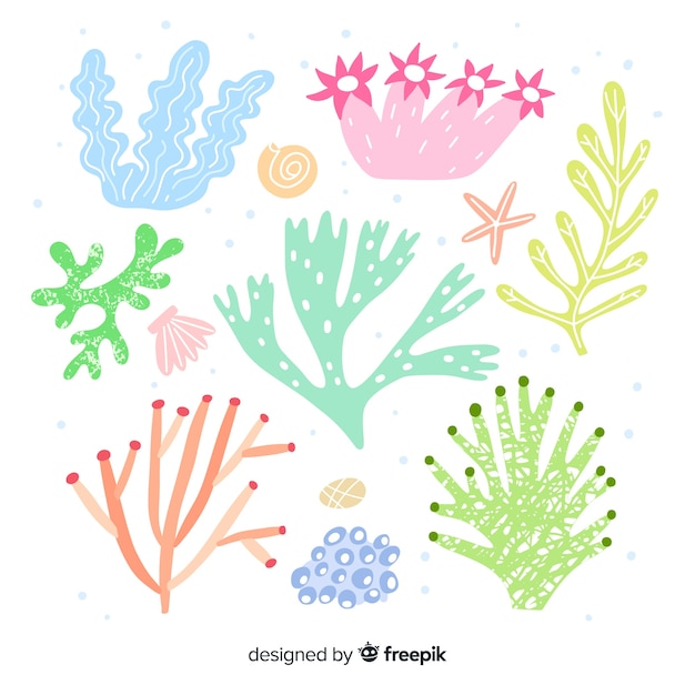 Free vector hand drawn coral collection