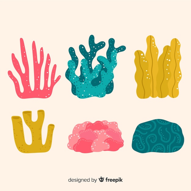 Free vector hand drawn coral collection