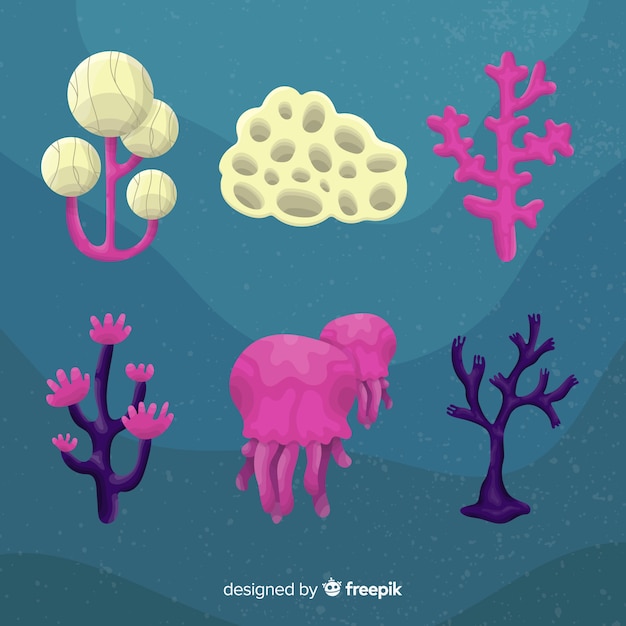 Free vector hand drawn coral collection