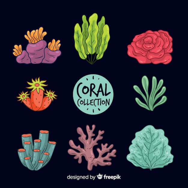 Free vector hand drawn coral collection