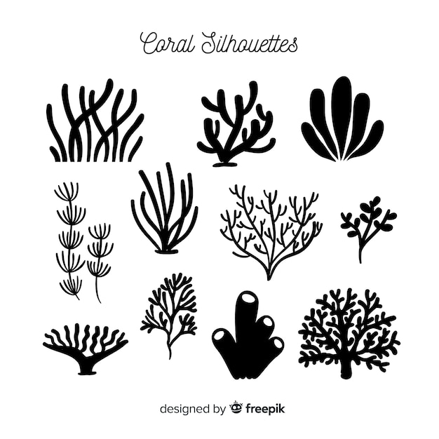 Бесплатное векторное изображение Коллекция рисованной кораллов