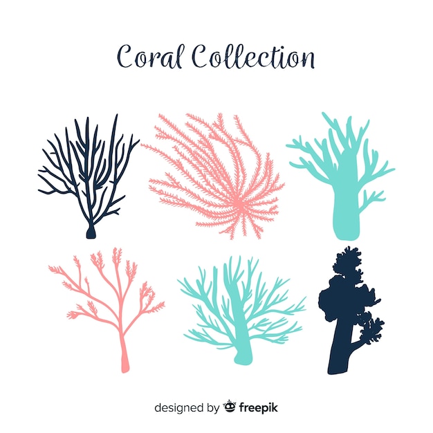 Бесплатное векторное изображение Коллекция рисованной кораллов