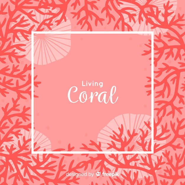 Hand drawn coral frame background