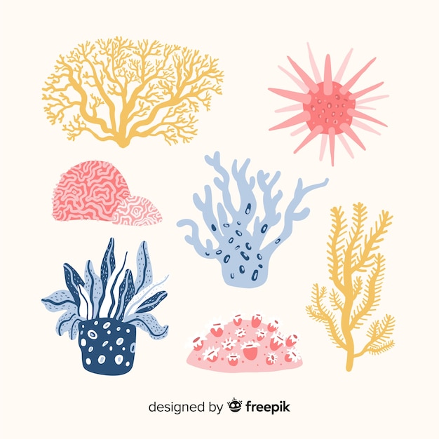 Free vector hand drawn coral pack