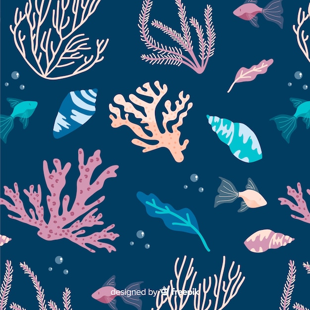 Hand drawn coral pattern 