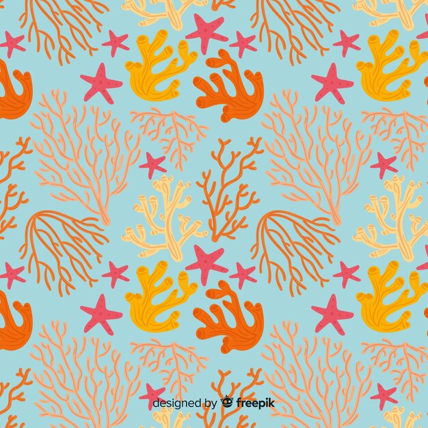 Hand drawn coral pattern 