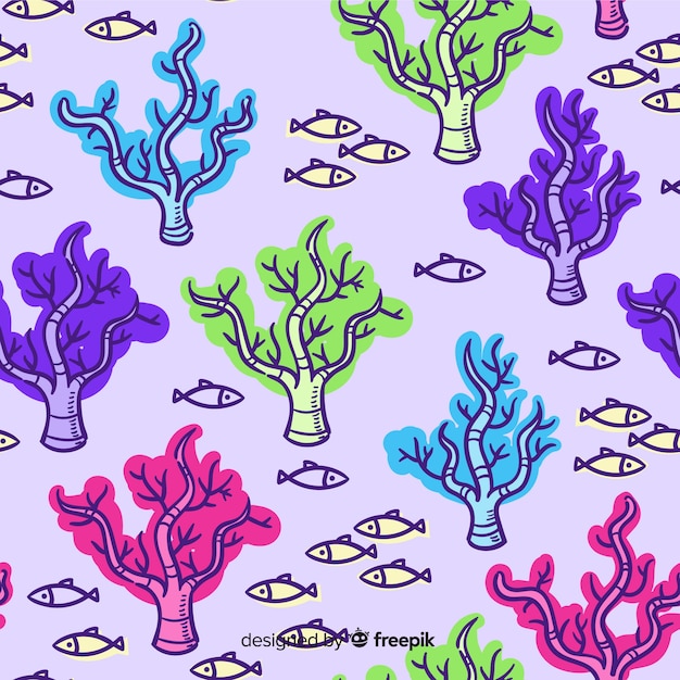 Free vector hand drawn coral pattern