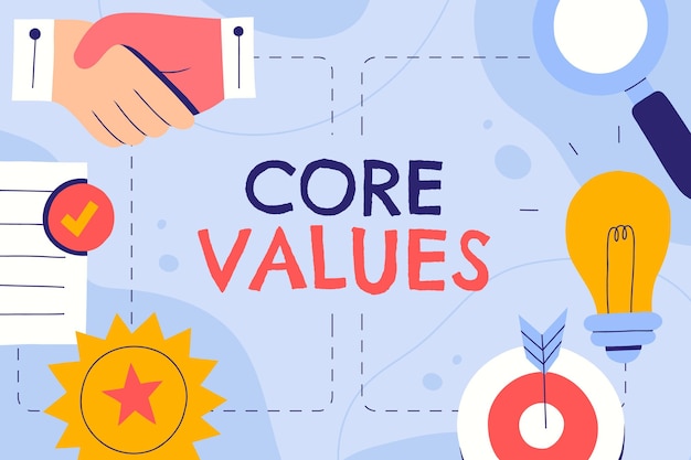 Free vector hand drawn core values background