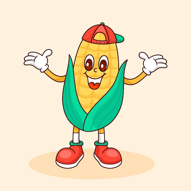 Free vector hand drawn corn  cartoon illustration