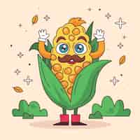 Free vector hand drawn corn  cartoon illustration