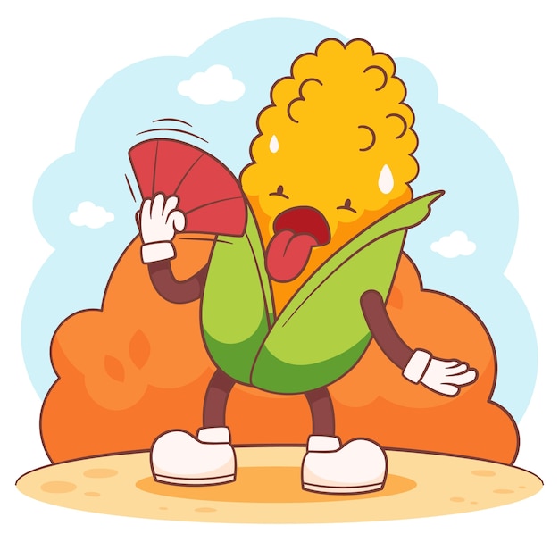Free Vector hand drawn corn  cartoon illustration