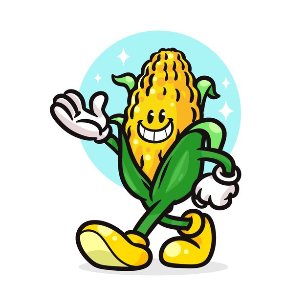 Hand drawn corn  cartoon illustration