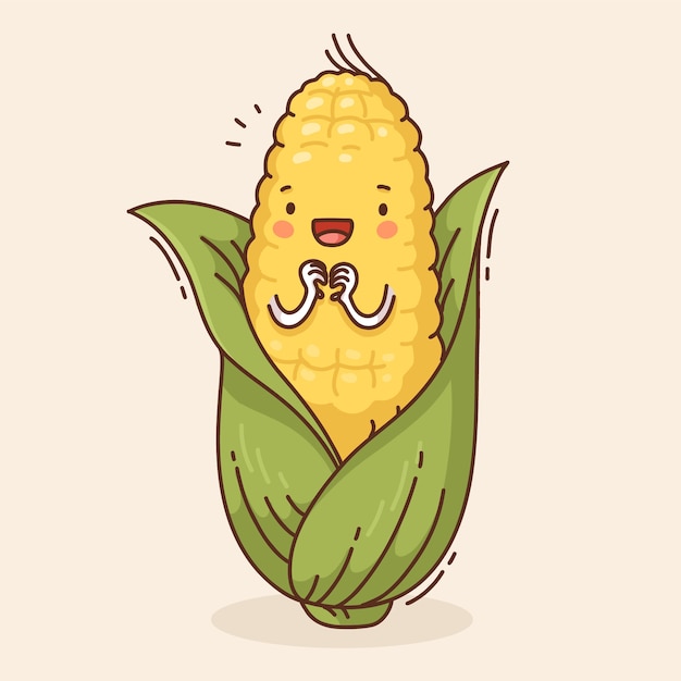 Free Vector hand drawn corn cartoon illustration
