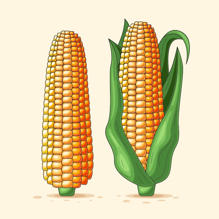 無料Vector 手で描かれたトウモロコシのコブの絵