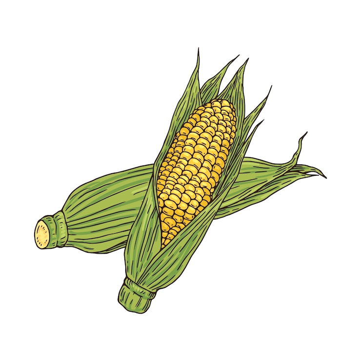 無料Vector 手で描かれたトウモロコシのコブの絵